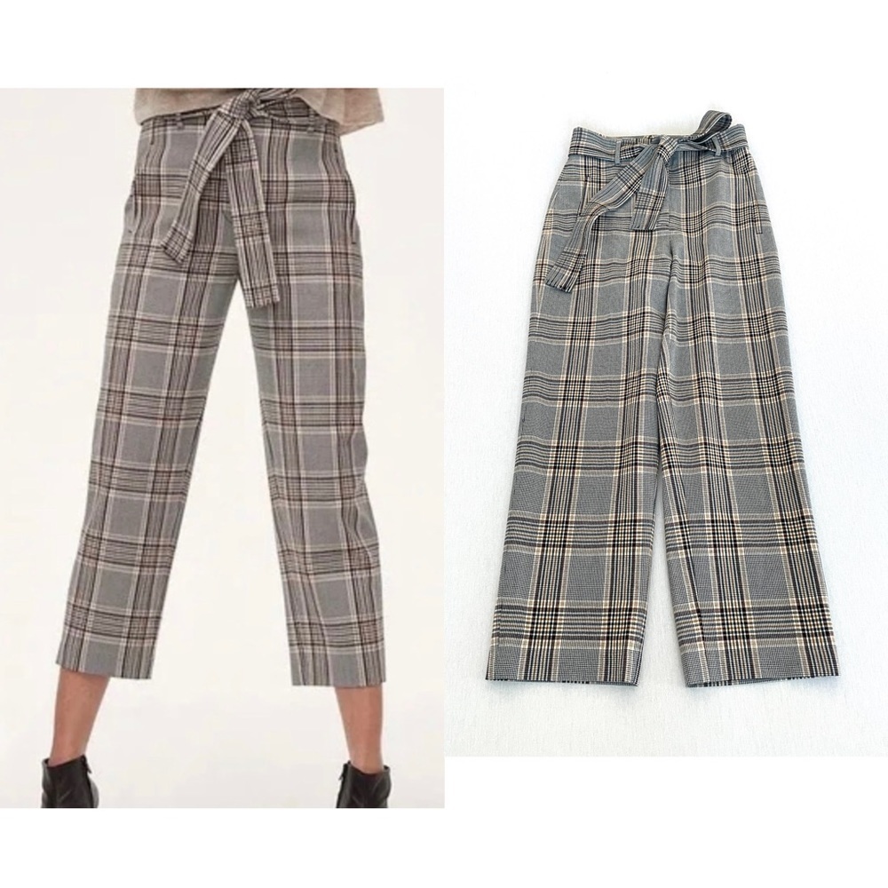ARITZIA Wilfred Plaid Tie Front Pants